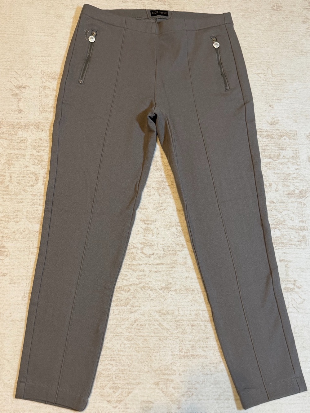 Golfino Gray Slim Ponte Leggings with Zip Pockets